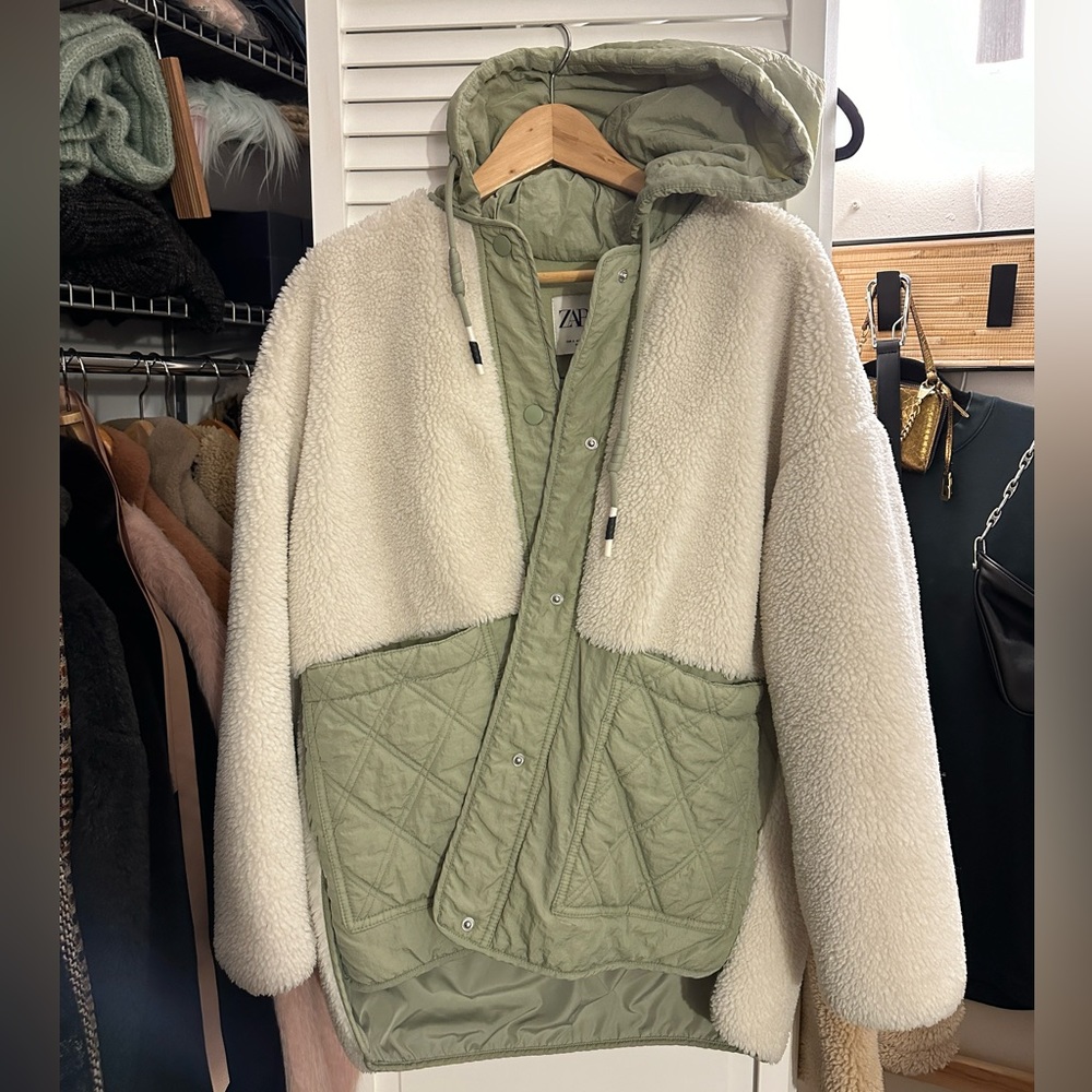 Zara faux shearling jacket.